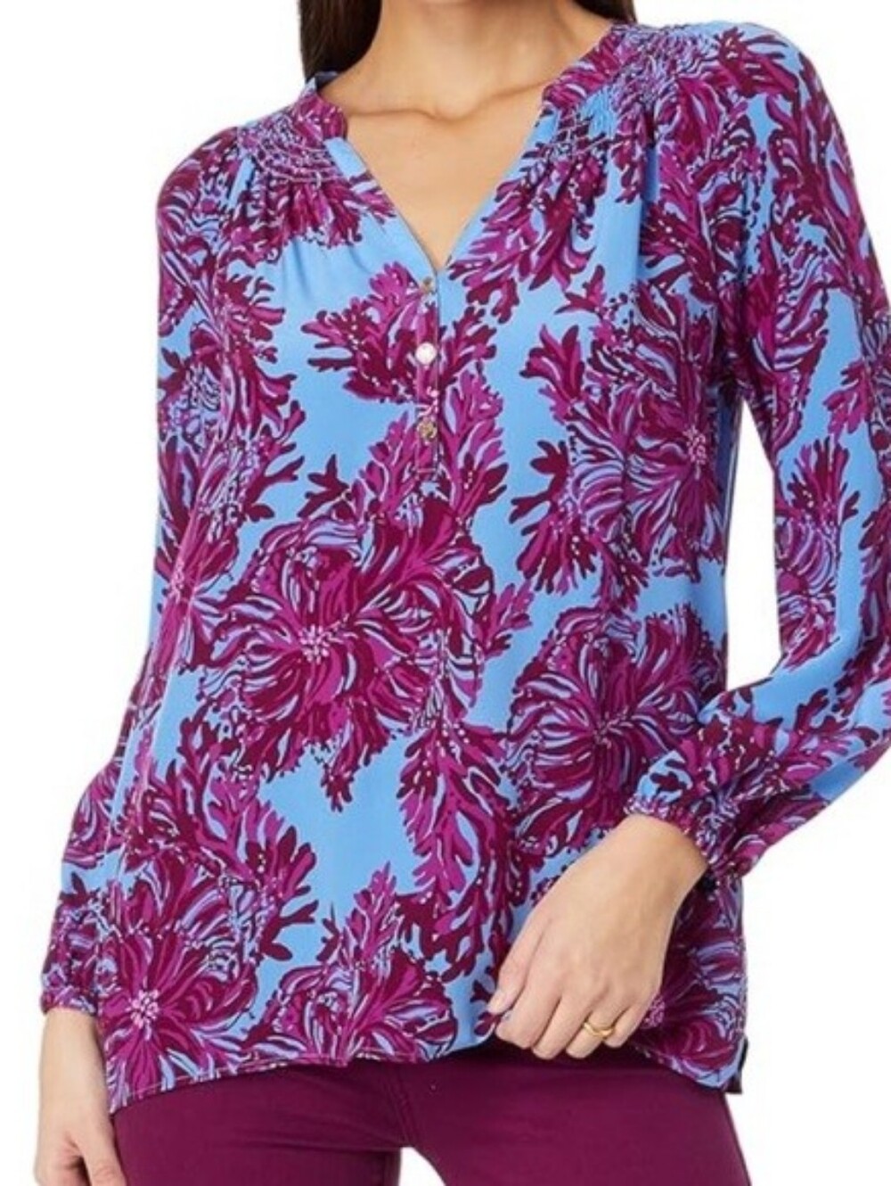 Lilly Pulitzer Elsa Silk Top Abaco Blue Feel Like A Shellebrity